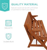 Table de pique-nique extérieure transformable 2-en-1 en bois avec banc de jardin interchangeable et trou pour parasol, idéale pour jardin et véranda