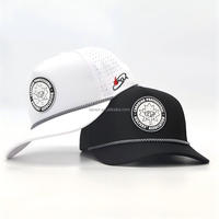 Casquette de baseball imperméable à 5 panneaux avec imprimé camouflage OEM, logo PVC personnalisé, perforations laser respirantes, unisexe, pour sports de plein air