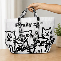 Sac fourre-tout tissé laminé en PP, grand format, motif géométrique, style lettre, imprimé sur mesure, écologique et recyclable, vente en gros