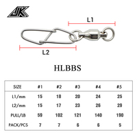 Jk HLBBS 304 Acier inoxydable robuste, fermoir pivotant à roulement à billes avec verrouillage, accessoires de pêche pour eau salée et eau douce