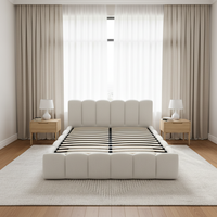 Cadre de lit rembourré moderne en tissu bouclé, lit plateforme à bulles, taille King ou Queen, meubles de chambre à coucher