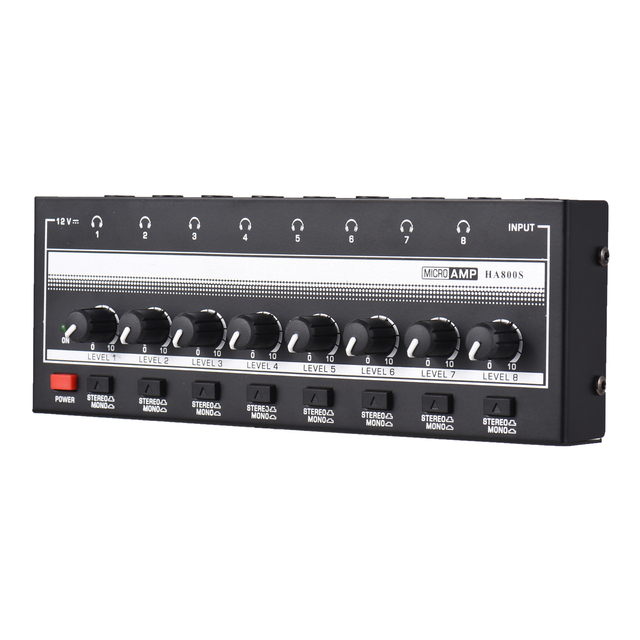 HA800S Headphone Amplifier 8 Channels Mono/Stereo Metal Stereo Headphone Amps Audio Amp. Ultra-compact 8-Channel Mini Audio Ster