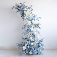 Arche de mariage NINI de luxe faite à la main, personnalisée, couleur bleu poussière, avec fleurs en soie, qualité supérieure, roses, livraison rapide