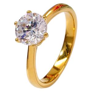 Anillos de Circonita de Acero Inoxidable de Nuevo Diseño para Mujer, <span class=keywords><strong>Collar</strong></span> Clásico Chapado en Oro de 18K, Anillos de Boda Impermeables, Anillo de Compromiso - Product Image 5