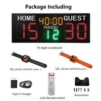 GANXIN Compteur de score de tournoi de tennis portable numérique rechargeable LED électronique Tableau de score de padel avec télécommande de montre