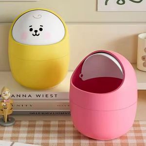 Small Desktop Storage Box Office <b>Desk</b> Organizer <b>Mini</b> Waste Can With Lid Cute Things Plastic Trash Bin Kawaii Custom Logo - Product Image 4