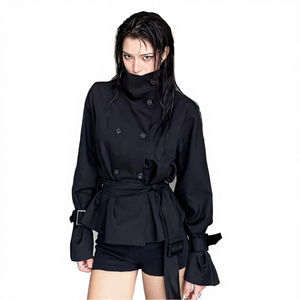 Abrigo de Punto con Botones Cruzados para Mujer, Estilo Francés, Color Marrón, Informal, con Cinturón, Moda Otoño 2025 - Product Image 4