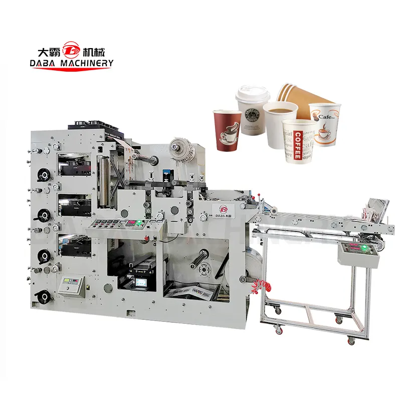 Automatische Pappbecher-Druckmaschine ppp soz flexo print blank Papier Kaffeetasse Stanz maschine