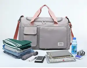 2023 고품질 큰 접이식 여행 방수 남녀 공용 여행 가방 건조 습식 분리 체육관 가방 및 별도의 세면 도구 가방