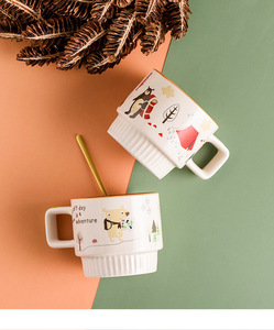 Selfie <b>Ceramic</b> <b>Mug</b> Stripes Can Be Stacked for Small Breakfast Advanced Feeling Makes Girls' Ins-flavored Milk Coffee Cup - Product Image 5