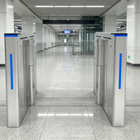Torniquete de media altura con barrera giratoria de acero inoxidable cepillado, motorizado, antipersonas por detrás, para control de acceso en edificios de oficinas con reconocimiento facial