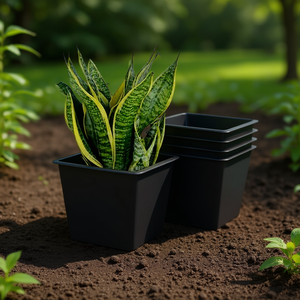 Vaso Quadrato in Plastica per Piante da Vivaio 5 Pollici con Drenaggio per Uso in Giardino - Product Image 2