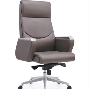High back Luxurious and comfortable manager chair with wooden handrail