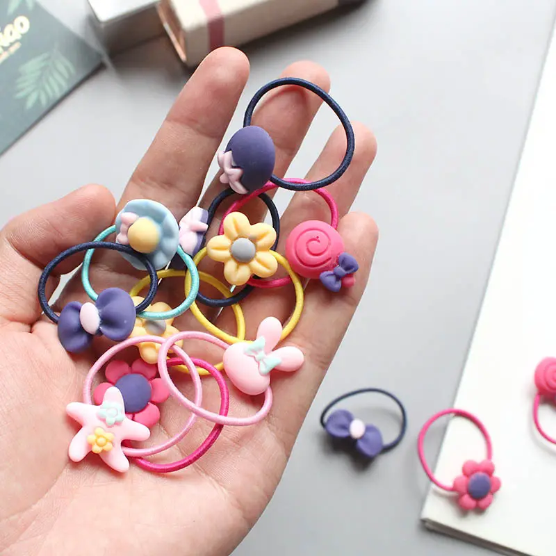 Children's flower rubber bands do not hurt the hair ring for children cute pattern hair accessories