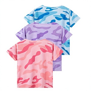 Baby Girls' Knitted Western Print O-Neck Short Sleeve Cotton Blend T-Shirt with Breathable & Quick Dry Features Casual Wear - Product Image 2
