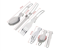 Ensemble de casseroles d'extérieur pour 1-2 personnes Casseroles et poêles Batterie de cuisine de camping portable avec couverts, ensemble de cuisinière en aluminium