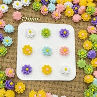 Anting-anting resin tiga dimensi multi-layer motif bunga Hibiscus dan Peony dua warna, aksesoris DIY buatan tangan yang dapat dipakai.