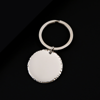 Porte-clés circulaire texturé à bords ondulés Ywyougang, en acier inoxydable, disque rond vierge, gravure laser personnalisée