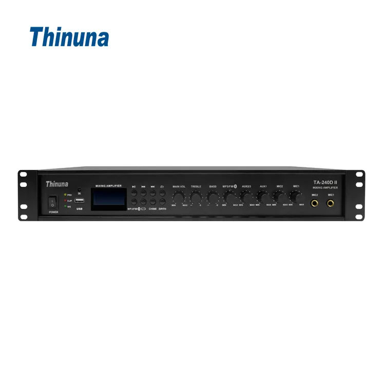 Thinuna TA-240D II Amplifier tegangan konstan, penguat daya pencampur 100 W sistem alamat publik 240 V/70V 1U untuk Speaker PA