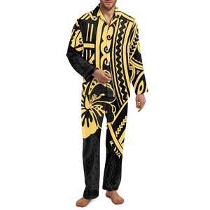 <span class=keywords><strong>Pigiama</strong></span> da <span class=keywords><strong>uomo</strong></span> in poliestere di alta qualità con stampa su richiesta cultura polinesiana in stile samoano personalizzato di ultima progettazione - Product Image 2