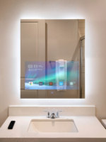 HAOCROWN Cermin Ajaib LED Tahan Air Layar Sentuh HD Persegi Panjang Kaca Buatan Tangan Cermin Kamar Mandi Pintar TV Dinding untuk Hotel