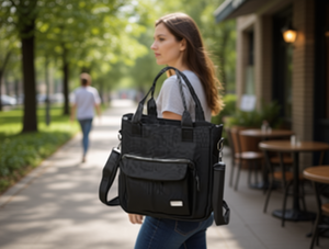 Borsa Tote Impermeabile da Donna in Poliestere Tinta Unita con Chiusura a Cerniera per Uso Quotidiano Tutte le Stagioni - Product Image 2