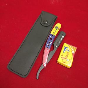 Rasoir de rasage en acier inoxydable à lame unique, rasoir de sécurité à bord droit en papier enduit pour les poils du visage, manche en bois - Product Image 1