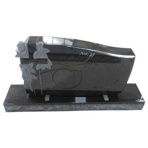 UNION STONE Jet Black Double Cross &amp; Roses Headstone Granite Tombstone Garden Tombstones and Monuments - Product Image 4