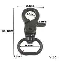 Mousqueton à ressort pivotant en alliage de zinc noir et acier inoxydable moulé sous pression, 1 pouce et 3/4 de pouce, avec base carrée, type « homard » pour animaux de compagnie