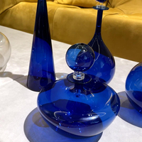 Verre en cristal moderne maison artistique fait main bibelots bleu art du verre pour le salon