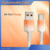Câble USB Type C 6A de charge rapide pour téléphone Android, cordon de données TPE dégradé 100W, coloré, 1M 1.5M 2M, vente en gros OEM