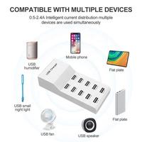 Prix d'usine, chargeur USB 10 ports, station d'accueil USB pour la maison et le bureau, station de charge multi-ports