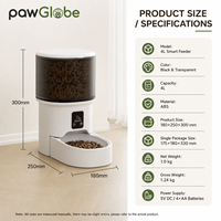 Distributeur automatique intelligent de nourriture pour animaux de compagnie pour chats et chiens d'intérieur, utilisation domestique, OEM, ODM, marque privée, vente en gros, vente au détail, fournitures pour animaux de compagnie PawGlobe