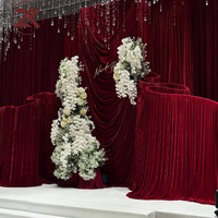 Arche Métallique Courbe Ondulée ZKAI pour Décor de Mariage Extérieur Personnalisé, Support de Toile de Fond Murale avec Rideaux