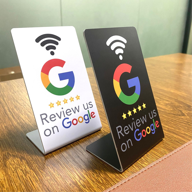 Bendable Acrylic PVC Plastic Printing logo QR Code Bending Card Stand Social Media Review Nfc Menu Display Stand Custom