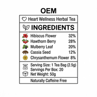 OEM ODM Teh Herbal Hibiscus Hawthorn GMP Halal 20 Sachet 50g Bebas Kafein