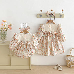 2026년 신상 봄가을 아기 롬퍼 여아 꽃무늬 달콤하고 귀여운 긴팔 공주 드레스 자매룩 - Product Image 2