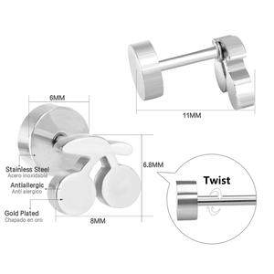 Boucles d'oreilles clous en acier inoxydable de haute qualité, forme cerise, vente en gros, bijoux de piercing tendance pour femmes - Product Image 6