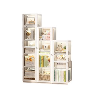 Librería Modular The Essence Of Bamboo con Puertas, 3, 4 y 5 Niveles, Gabinete Blanco para Sala de Estar, Mueble de Almacenamiento y Exhibición - Product Image 5