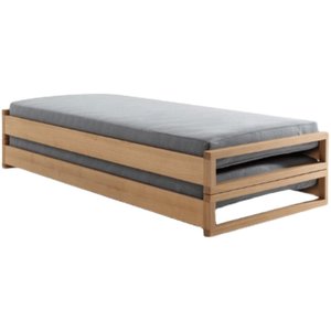 Lit japonais surélevé en bois massif, bois de cerisier nord-américain, style nordique minimaliste, noyer noir, lit double sur mesure King Size - Product Image 6