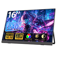 Moniteur de jeu portable Eimio 240Hz IPS Type-C Plug & Play 2.5K, écran étendu 16 pouces, moniteur portable, extension d'écran d'ordinateur portable OEM