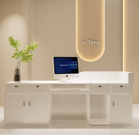 Comptoir de réception moderne sur mesure avec lignes ondulées et éclairage LED, comptoir de caisse pour salon de beauté, spa, clinique
