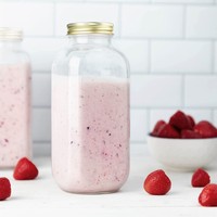 Bouteille de boisson en verre carré 32oz avec poignée et paille pour le lait, le thé, le jus, Kombucha, vente en gros
