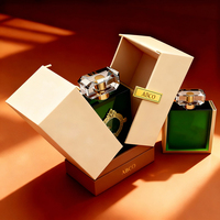 Boîte de parfum vide en carton rigide bleu à double porte, design personnalisé, emballage de luxe pour parfum et cosmétiques