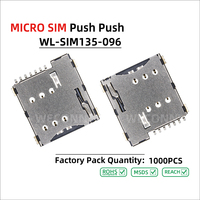 WECONN WL-SIM135-096 Connecteur de carte MICRO SIM 6 broches + 1 H=1.35mm Push-Push avec interrupteur de détection, connecteur FPC personnalisable