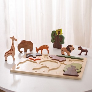 Penjualan terlaris Montessori anak-anak kayu hewan Jigsaw Puzzle mainan kognitif cocok pendidikan EN71 disertifikasi untuk balita Prasekolah - Product Image 4