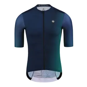 Aurora camisa esportiva de bicicleta personalizada, camisa azul para corrida e ciclismo de estrada