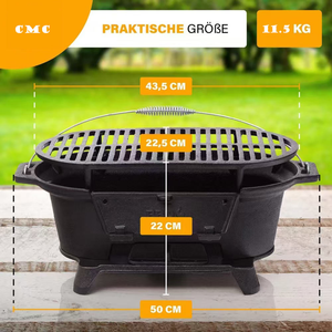 Barbecue portable d'extérieur <span class=keywords><strong>en</strong></span> <span class=keywords><strong>fonte</strong></span> pour 3 à 5 personnes, durable, écologique, avec dispositif de sécurité flamme, foyer de camping, brasero à poignée - Product Image 2
