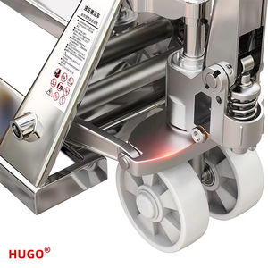 Truk Pallet Tangan HUGO dari Baja Anti Karat dengan Roda Nylon Kapasitas 3T Bersertifikasi CE Tinggi Angkat 200MM untuk Penggunaan Dalam/Luar Ruangan - Product Image 4