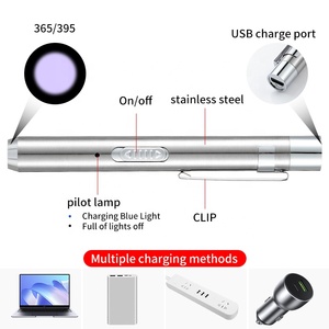Linterna UV Recargable por USB de 365/395nm, Detector <span class=keywords><strong>Ultravioleta</strong></span> de Acero Inoxidable para Orina de Mascotas, Inspección de Hoteles, Verificación de Dinero - Product Image 3